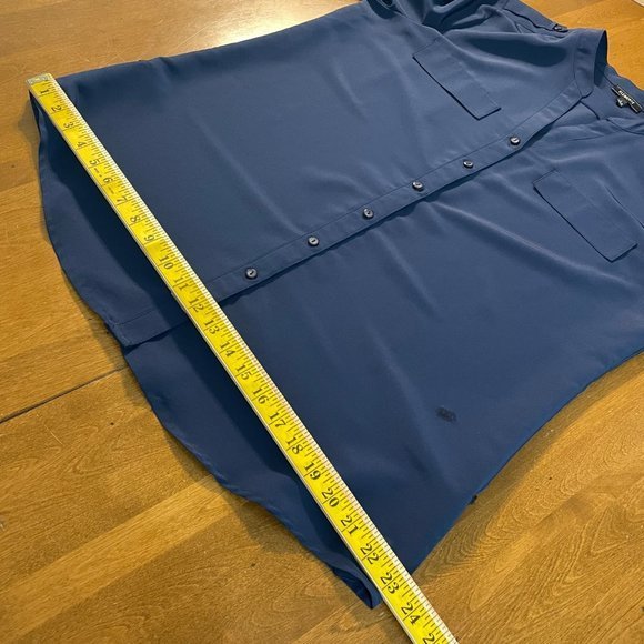 Elementz Women's Blue V Neck Long Sleeve Button Up Shirt Top Blouse Sz L - Picture 8 of 10